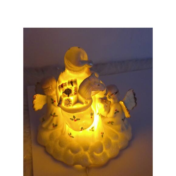 Vintage Santa With Angels Porcelain Christmas Light Up Figurine - Picture 5 of 8